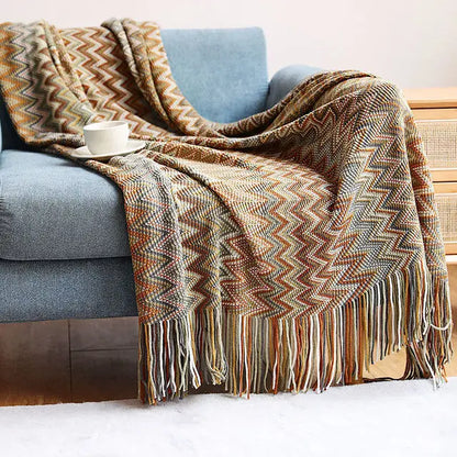 Plaid Boho Aztec – Couverture &amp; Jeté de Canapé – Multi Tailles