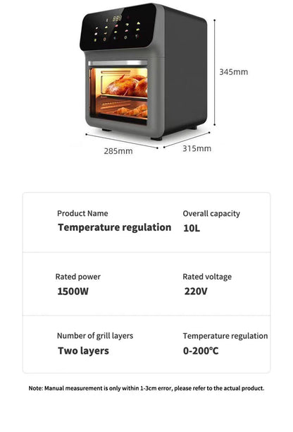 Friteuse à Air 10L – Grande Capacité, Cuisson 360°, Sans Huile, Multifonction