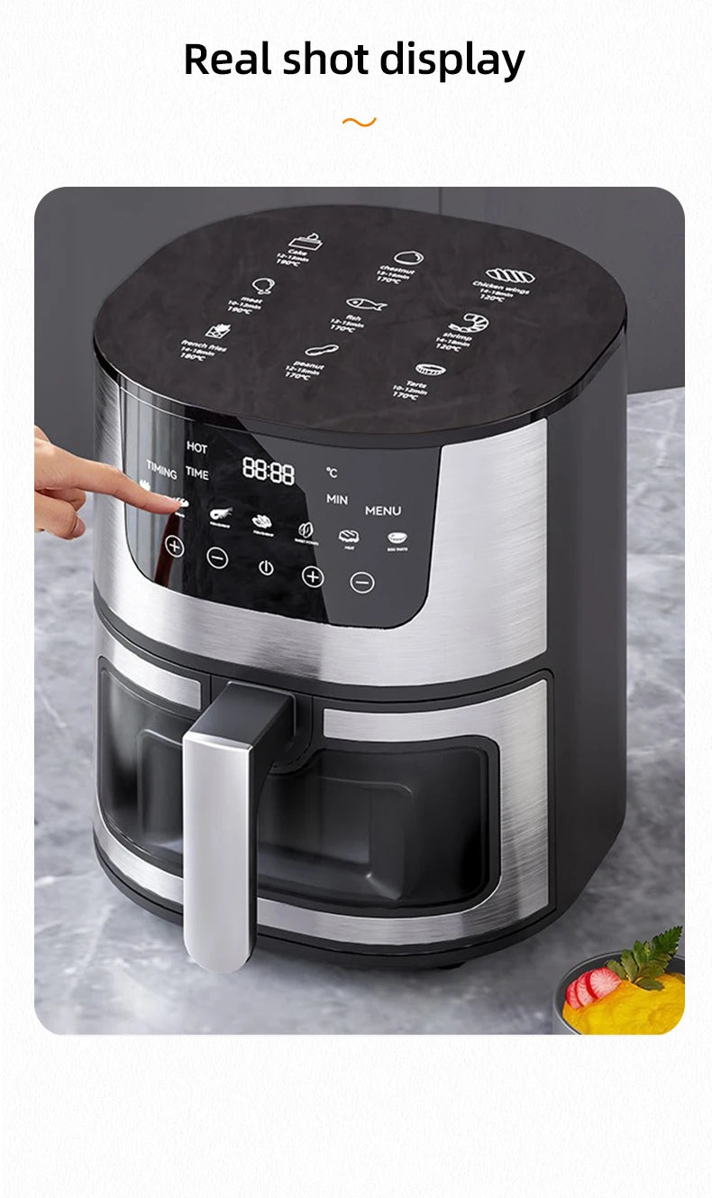 Friteuse à Air Visuelle 7L DIVEDEER – 1400W, Multifonction, Sans Huile