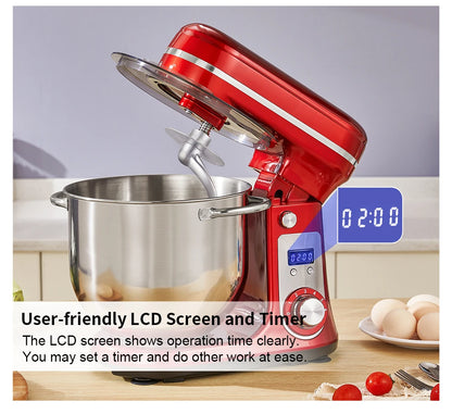 BioloMix 6L Stand Mixer – 1200W, 6 Speeds, Quiet, Whisk / Dough Hook / Beater