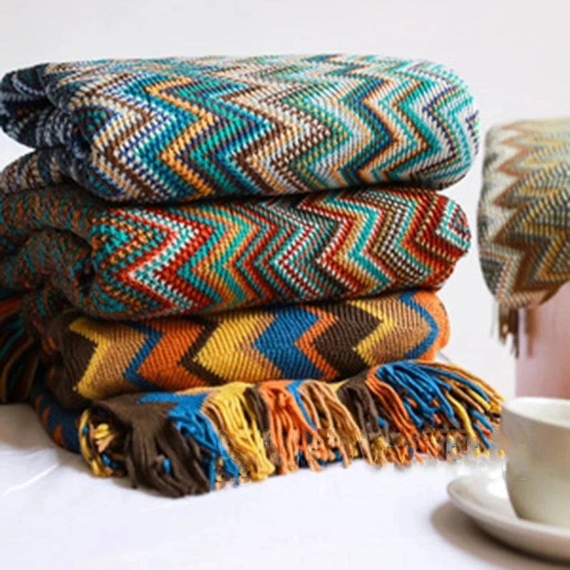 Plaid Boho Aztec – Couverture &amp; Jeté de Canapé – Multi Tailles