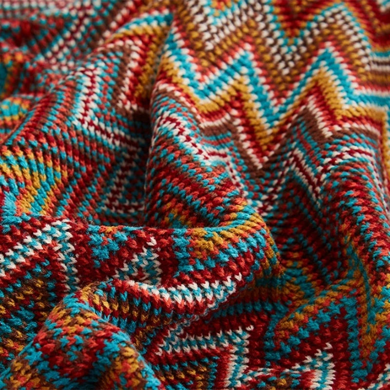 Plaid Boho Aztec – Couverture &amp; Jeté de Canapé – Multi Tailles