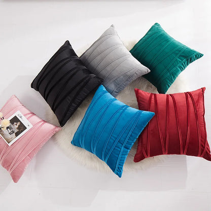 Housse de Coussin en Velours – Rayures Diagonales Chic | 3 Tailles &amp; 13 Coloris