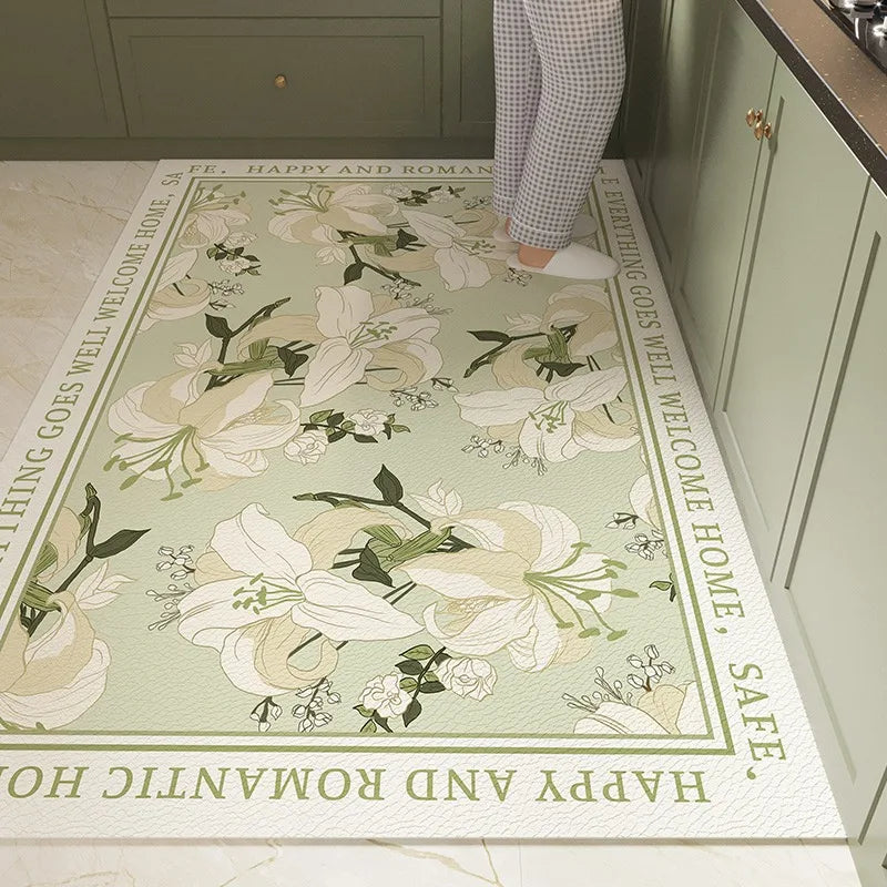 Tapis de Cuisine PVC Floral 🌸 | Imperméable &amp; Antidérapant – 5 Coloris – 19 Tailles