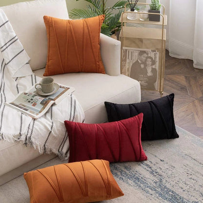 Housse de Coussin en Velours – Rayures Diagonales Chic | 3 Tailles &amp; 13 Coloris