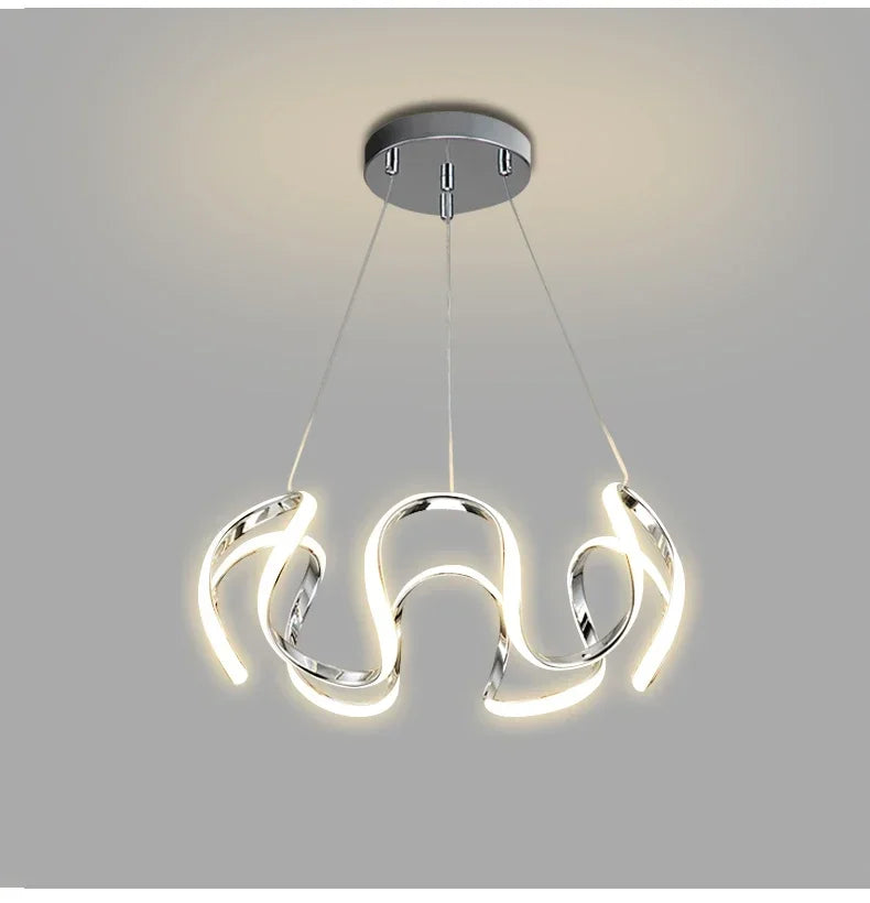 Lustre LED Suspendu Style Nordique – Design Art – Or, Noir ou Chrome – Dimmable Télécommande – Salon &amp; Cuisine