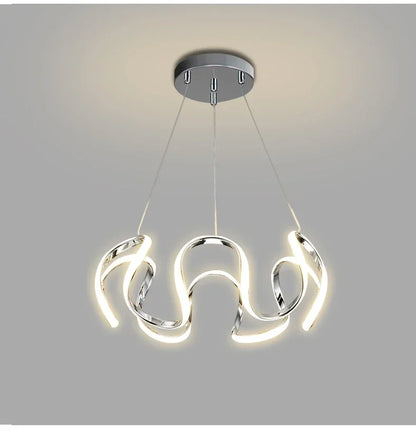 Lustre LED Suspendu Style Nordique – Design Art – Or, Noir ou Chrome – Dimmable Télécommande – Salon &amp; Cuisine