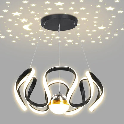 Lustre LED Suspendu Style Nordique – Design Art – Or, Noir ou Chrome – Dimmable Télécommande – Salon &amp; Cuisine
