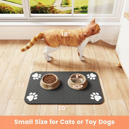 Tapis de Gamelle Absorbant pour Chien &amp; Chat 🐾 – Antidérapant &amp; Séchage Rapide