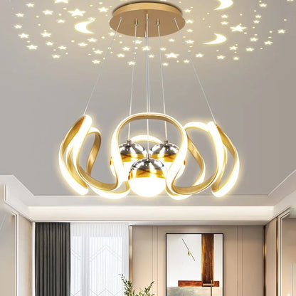 Lustre LED Suspendu Style Nordique – Design Art – Or, Noir ou Chrome – Dimmable Télécommande – Salon &amp; Cuisine