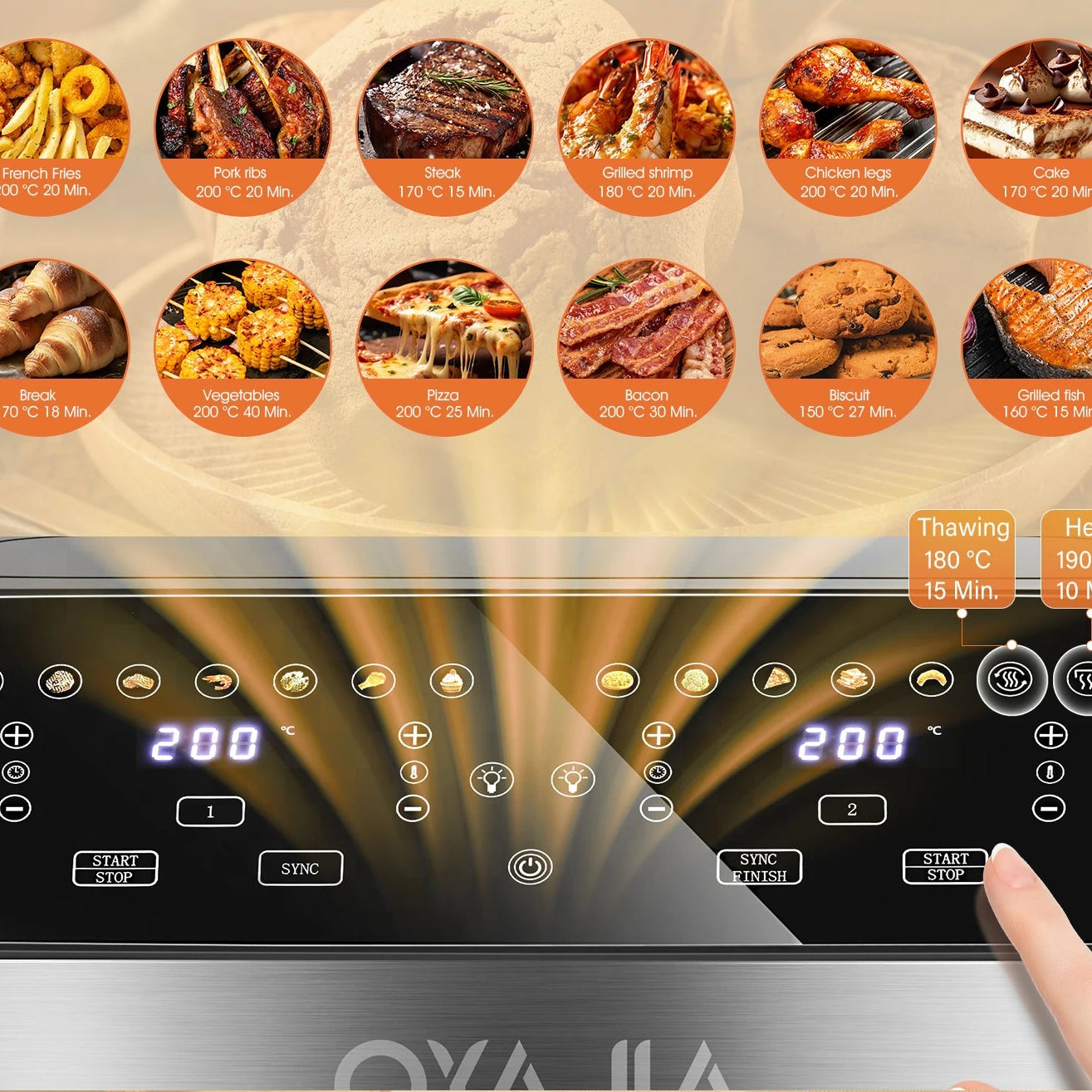Friteuse à Air Double Zone 10L 🍟 | 2400W – 8 Modes – Écran Tactile LED – Sans Huile