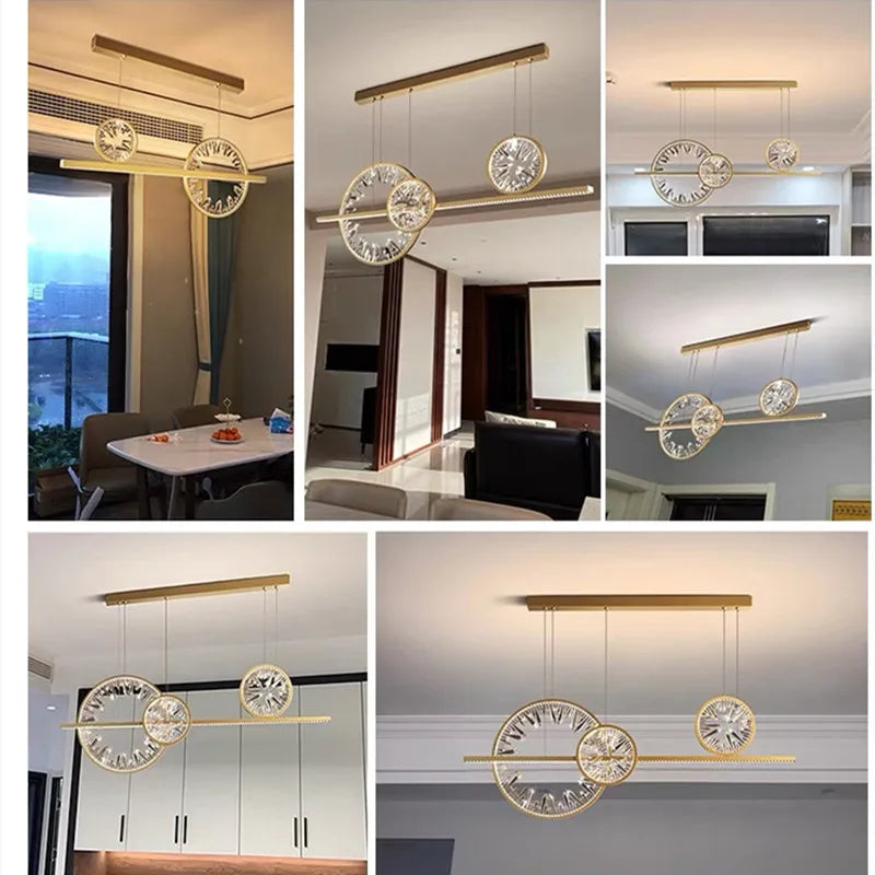 Lustre Anneau Cristal LED – Suspension Circulaire Or &amp; Cristal K9 | Modern Ring Chandelier