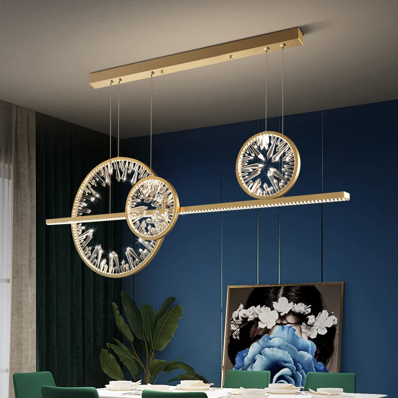 Lustre Anneau Cristal LED – Suspension Circulaire Or &amp; Cristal K9 | Modern Ring Chandelier