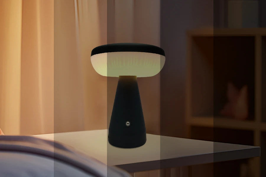 Lampe de Bureau Champignon LED – Tactile, Rechargeable &amp; Dimmable – Style Nordique