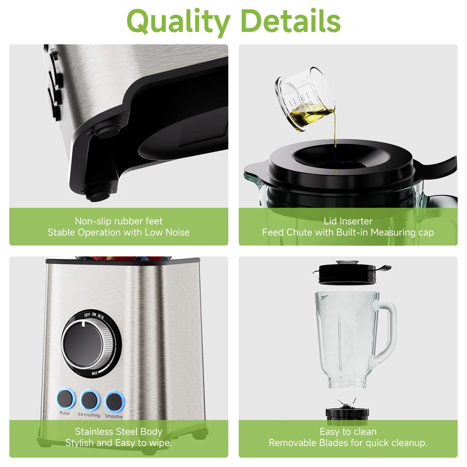 BioloMix 3-in-1 Blender – 1300W Smoothie Maker, Personal Blender &amp; Multifunction Grinder