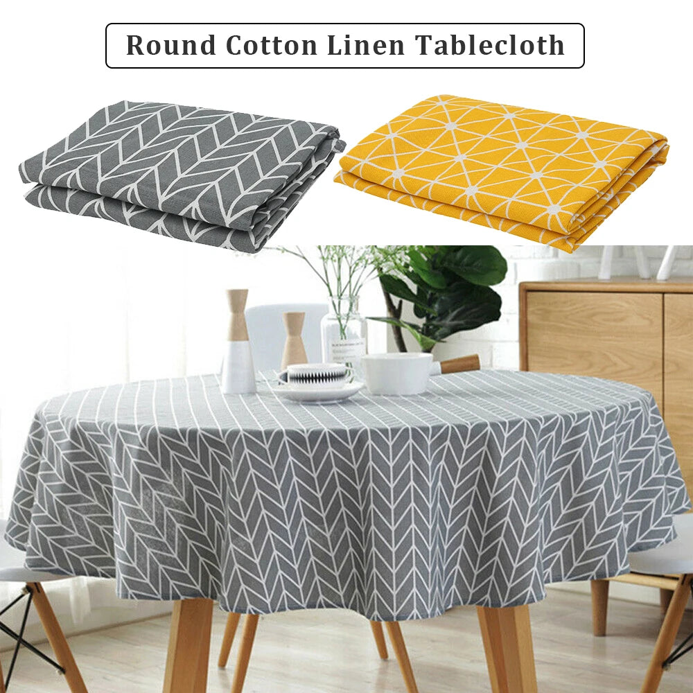 Nappe Ronde Nordique 🌿 | Coton Lin Lavable – 4 Coloris – 120 &amp; 150 cm – Mariage, Fêtes