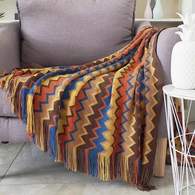 Plaid Boho Aztec – Couverture &amp; Jeté de Canapé – Multi Tailles