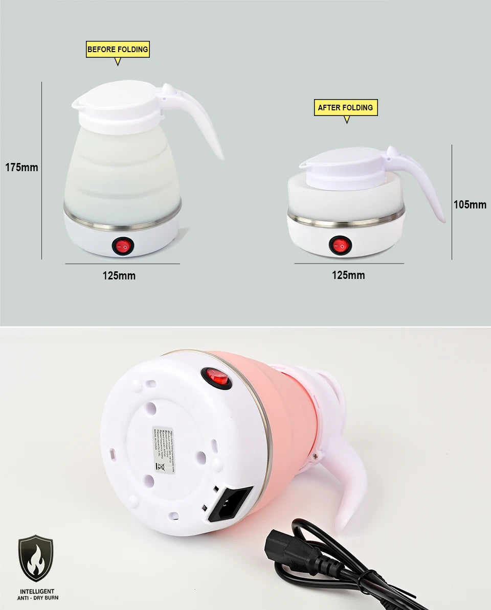 Bouilloire Électrique Pliable 0,6L – Portable, Voyage &amp; Maison, Silicone Haute Résistance