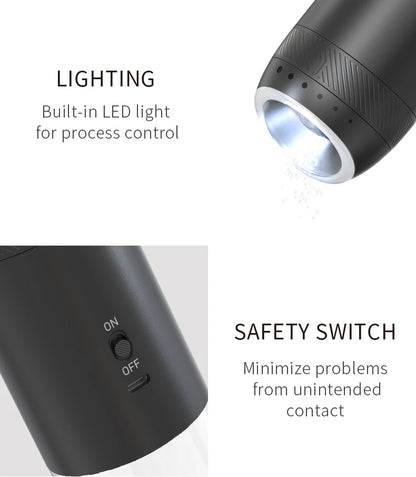 Electric Salt &amp; Pepper Grinder – Integrated LED, Automatic Gravity, Rechargeable – 1 or 2 pieces