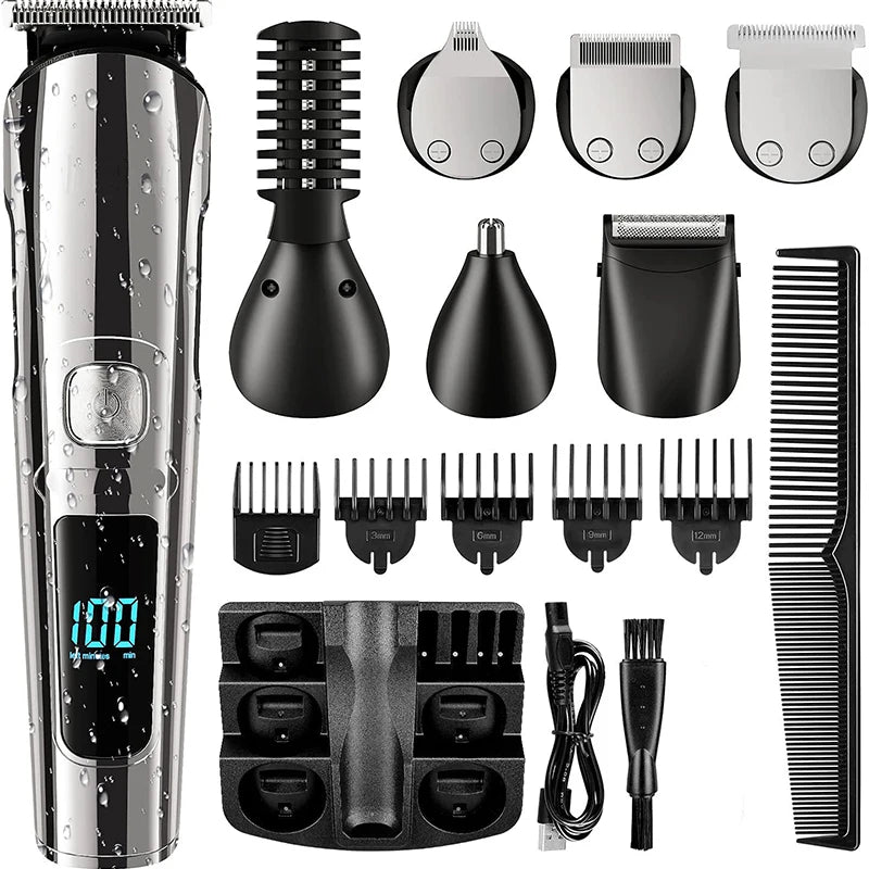 Tondeuse Multifonction 6-en-1 – Barbe, Corps, Waterproof | Rechargeable USB