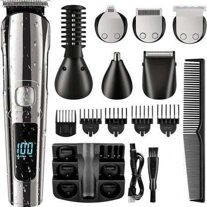 Tondeuse Multifonction 6-en-1 – Barbe, Corps, Waterproof | Rechargeable USB