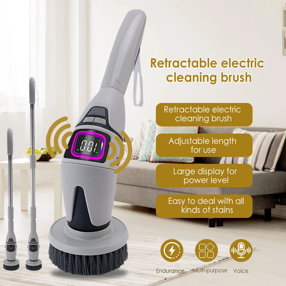Brosse Électrique de Nettoyage Sans Fil – Télescopique 33-128cm, IPX7 | 13 Têtes