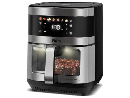 Friteuse à Air Philco 9L – Digital, Inox &amp; Noir, 220V