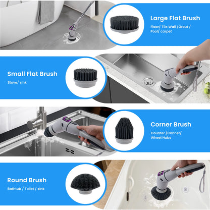 Brosse Électrique de Nettoyage Sans Fil – Télescopique 33-128cm, IPX7 | 13 Têtes