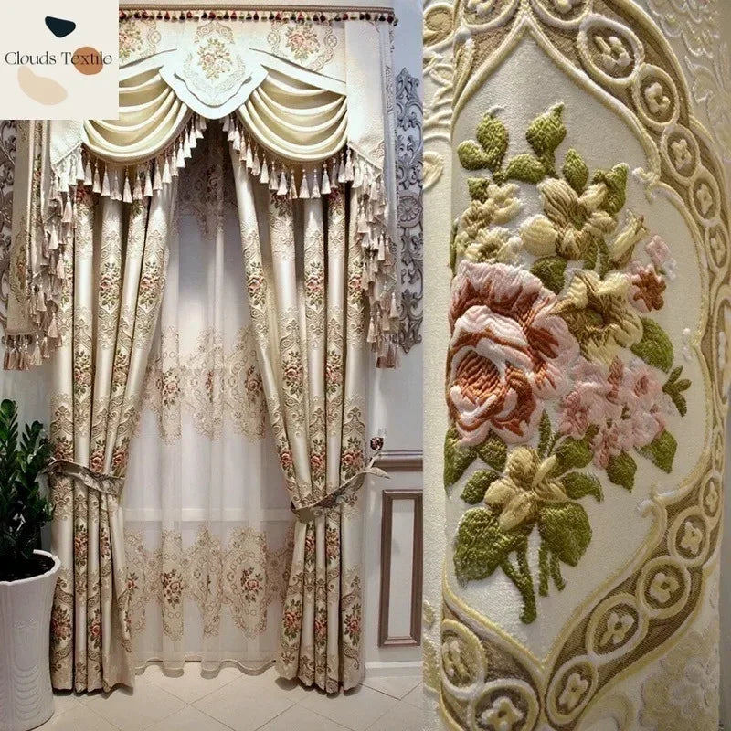 Rideau Occultant Jacquard Luxe 🪩 | Style Européen Brodé – Salon, Chambre – Sur Mesure