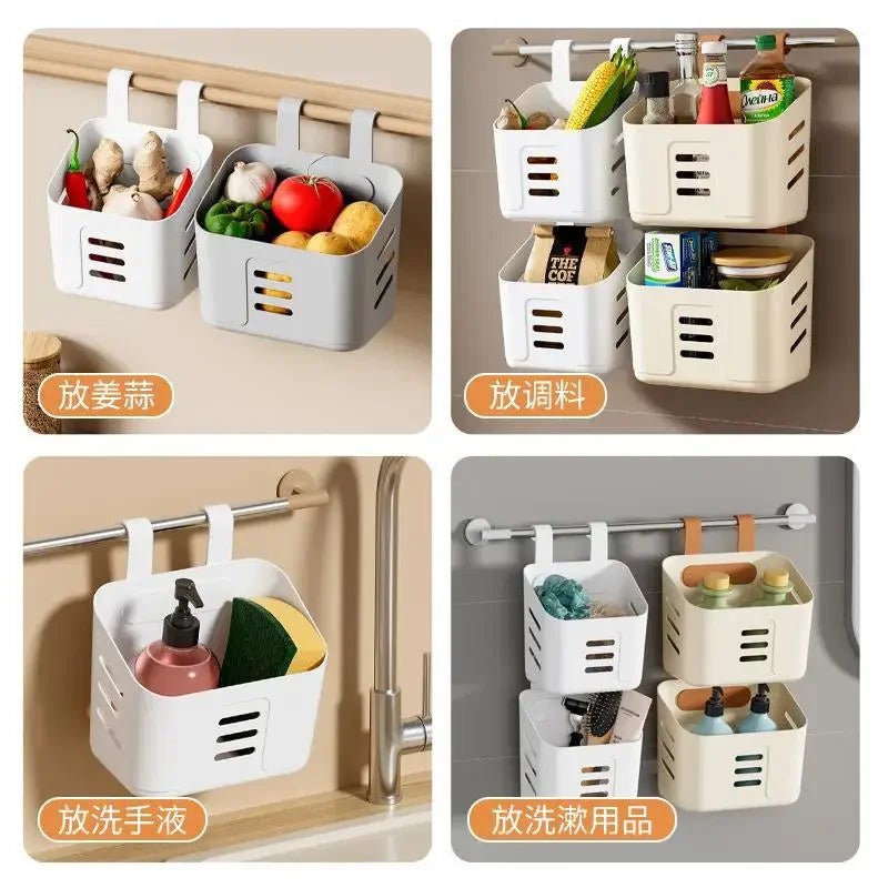 Panier Suspendu Cuisine 🍎 | Rangement Mural Fruits, Légumes &amp; Ustensiles – 2 Tailles