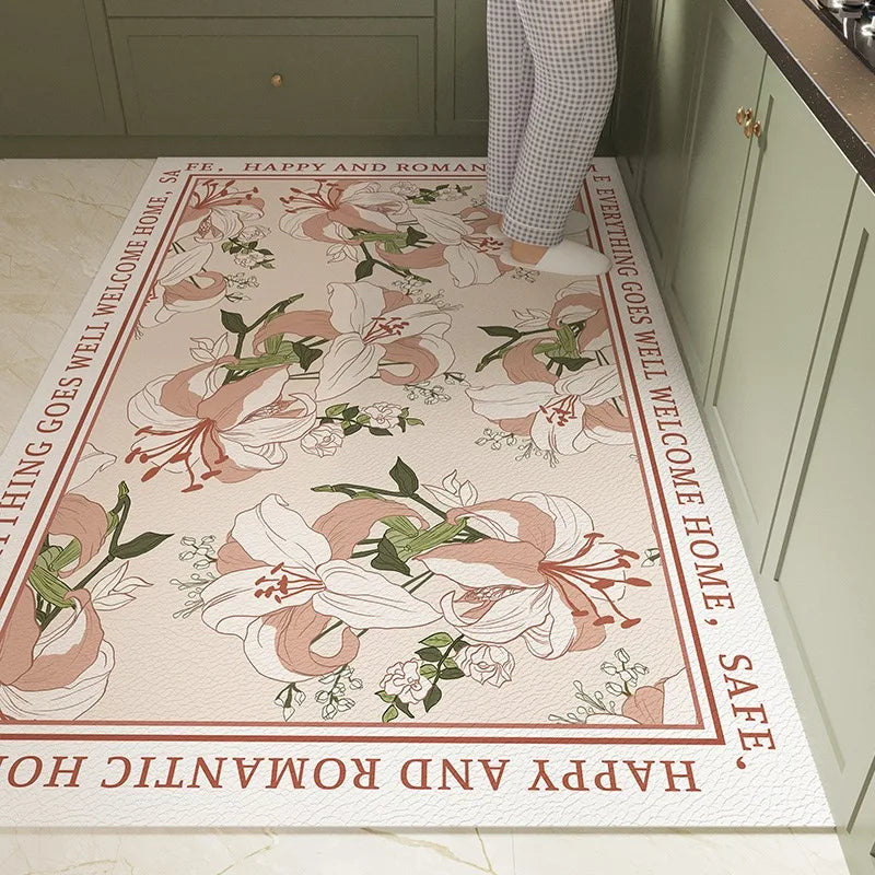 Tapis de Cuisine PVC Floral 🌸 | Imperméable &amp; Antidérapant – 5 Coloris – 19 Tailles