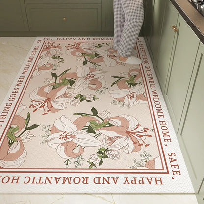 Tapis de Cuisine PVC Floral 🌸 | Imperméable &amp; Antidérapant – 5 Coloris – 19 Tailles