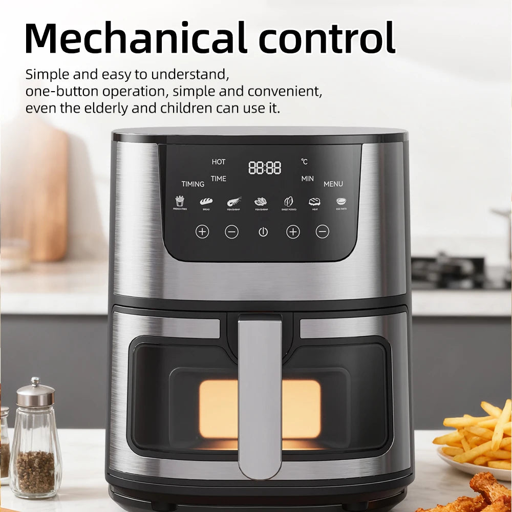 Friteuse à Air Visuelle 7L DIVEDEER – 1400W, Multifonction, Sans Huile