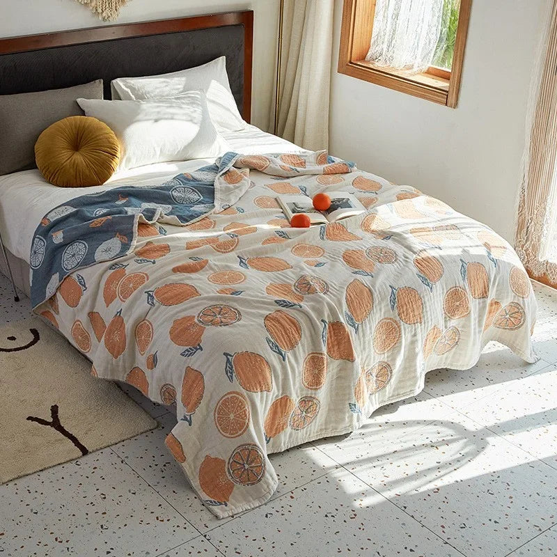 Jeté de Lit 100% Coton Muslin Jacquard – Motifs Floraux | Canapé &amp; Chambre